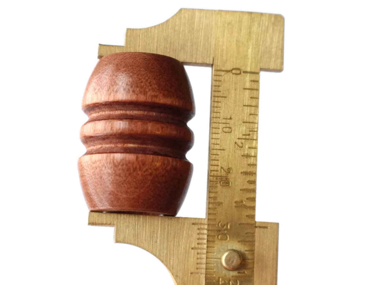 5 29mm Fluted Barrel Large Hole Medium Brown Wood Beads bA3