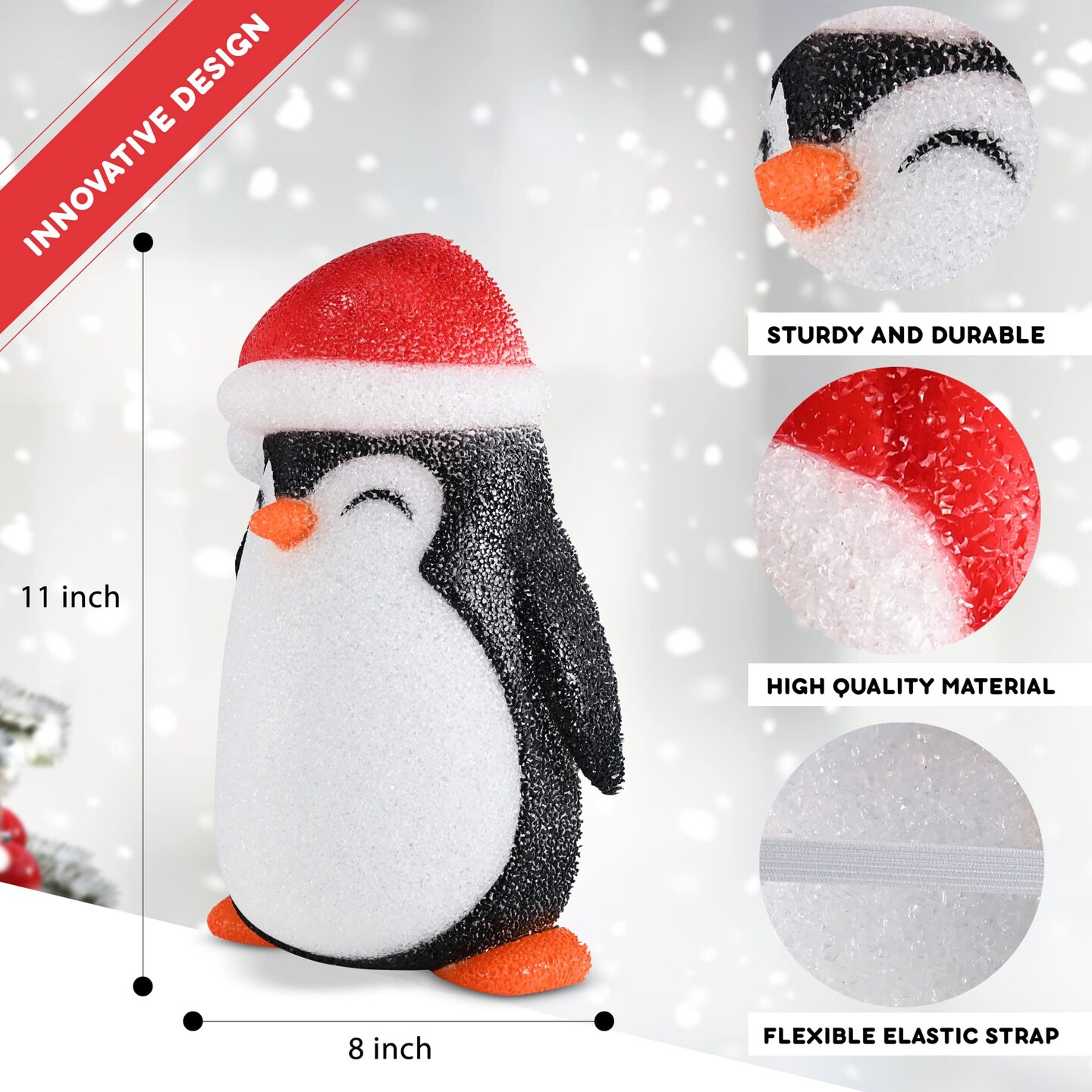 Ornativity Penguin Porch Light Cover - Penguins Head Outdoor Front Porch Lamp Holiday Decoration Covers - Set of 2