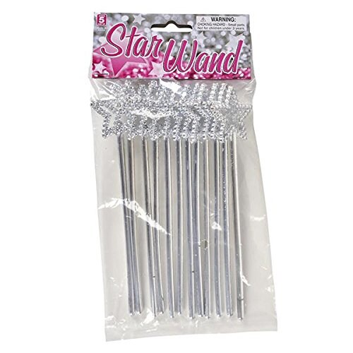 Rhode Island Novelty Mini Sequin Star Wands | Silver | Pack of 12
