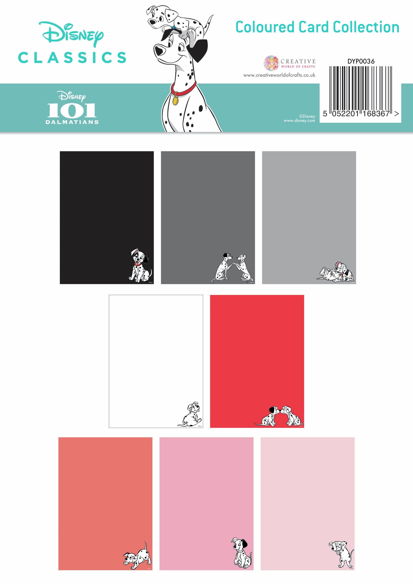 Creative World Of Crafts Disney Coloured Card Pack-101 Dalmatians
