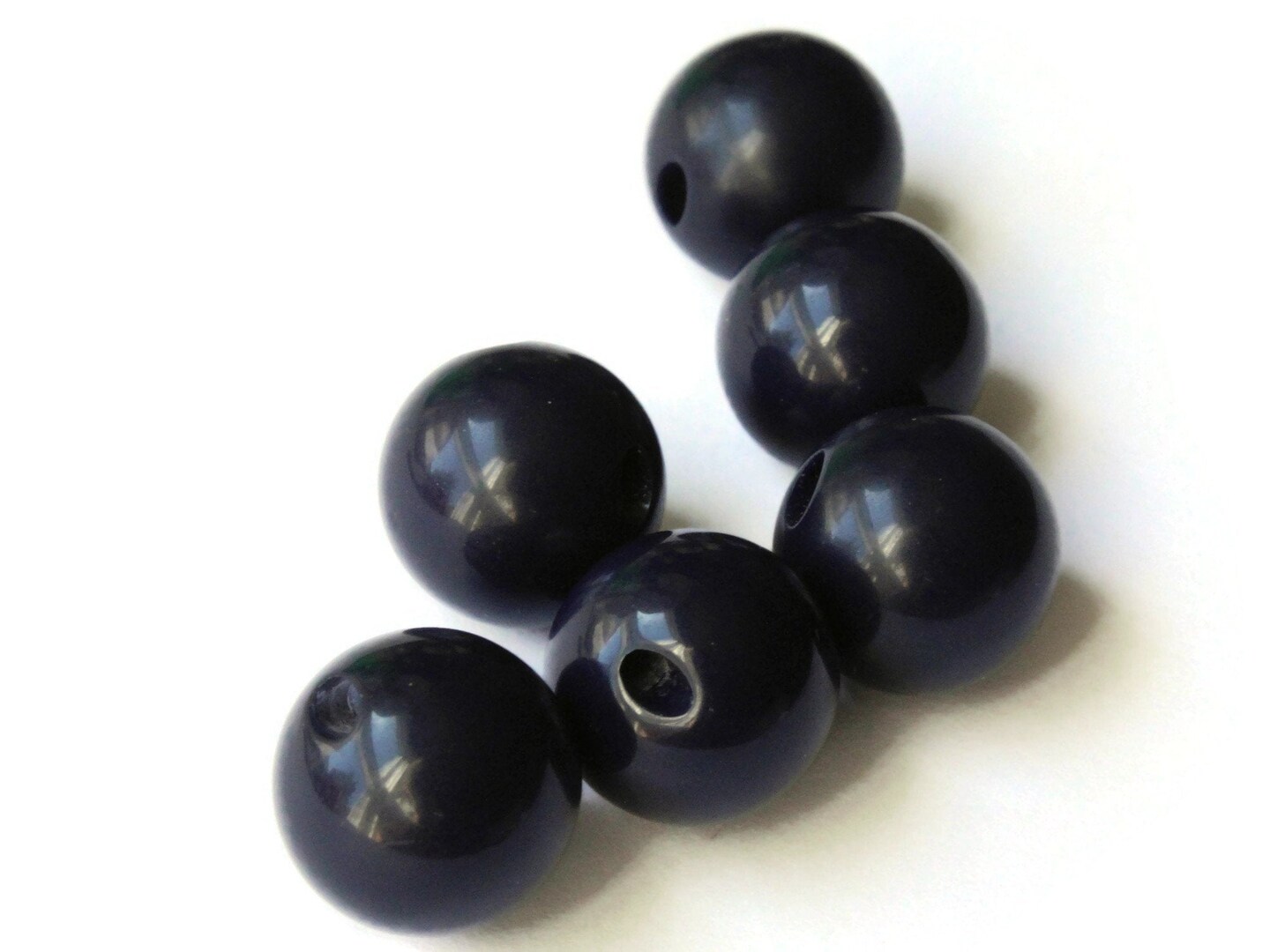 6 16mm 5/8 Inch Navy Blue Ball Buttons Vintage Lucite Round Buttons