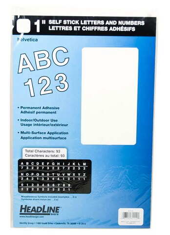 HeadLine White Vinyl Stick-on Letters Or Numbers