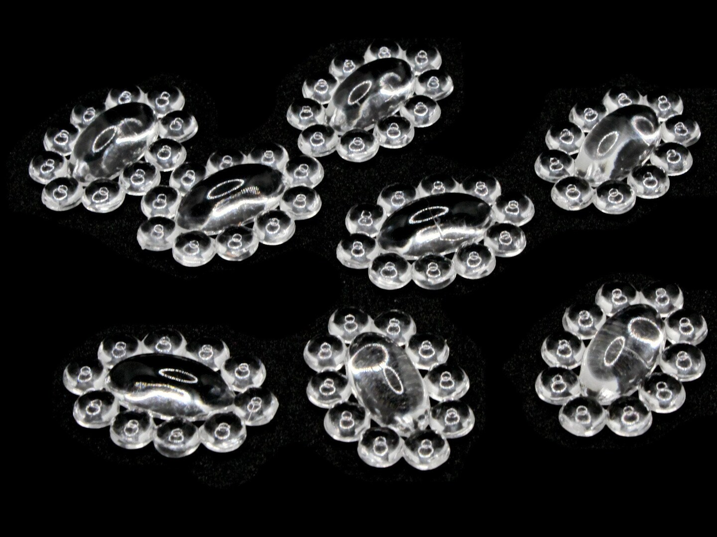 8 28mm Bubble Framed Oval Clear Vintage Plastic Cabochons