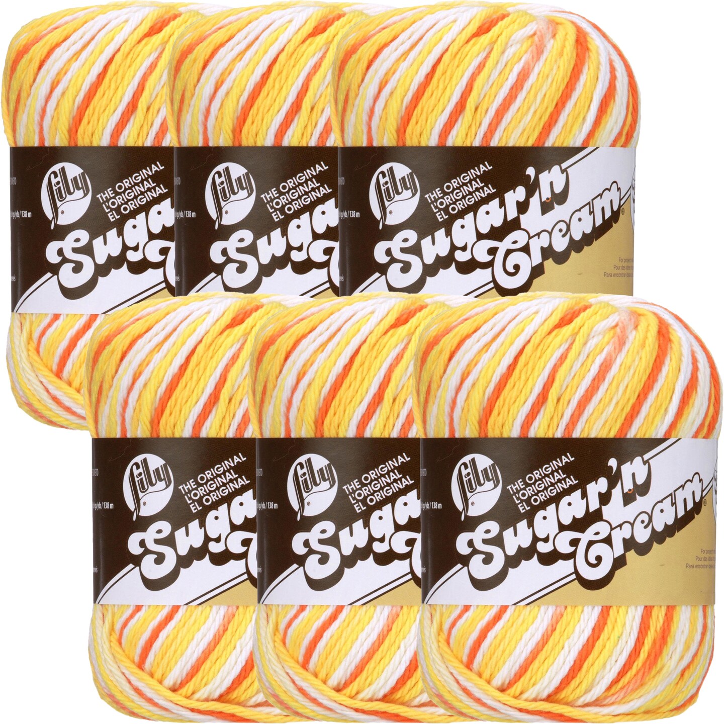 Lily Sugar&#x27;N Cream Super Size Creamsicle Yarn - 6 Pack of 85g/3oz - Cotton - 4 Medium (Worsted) - 150 Yards - Knitting/Crochet