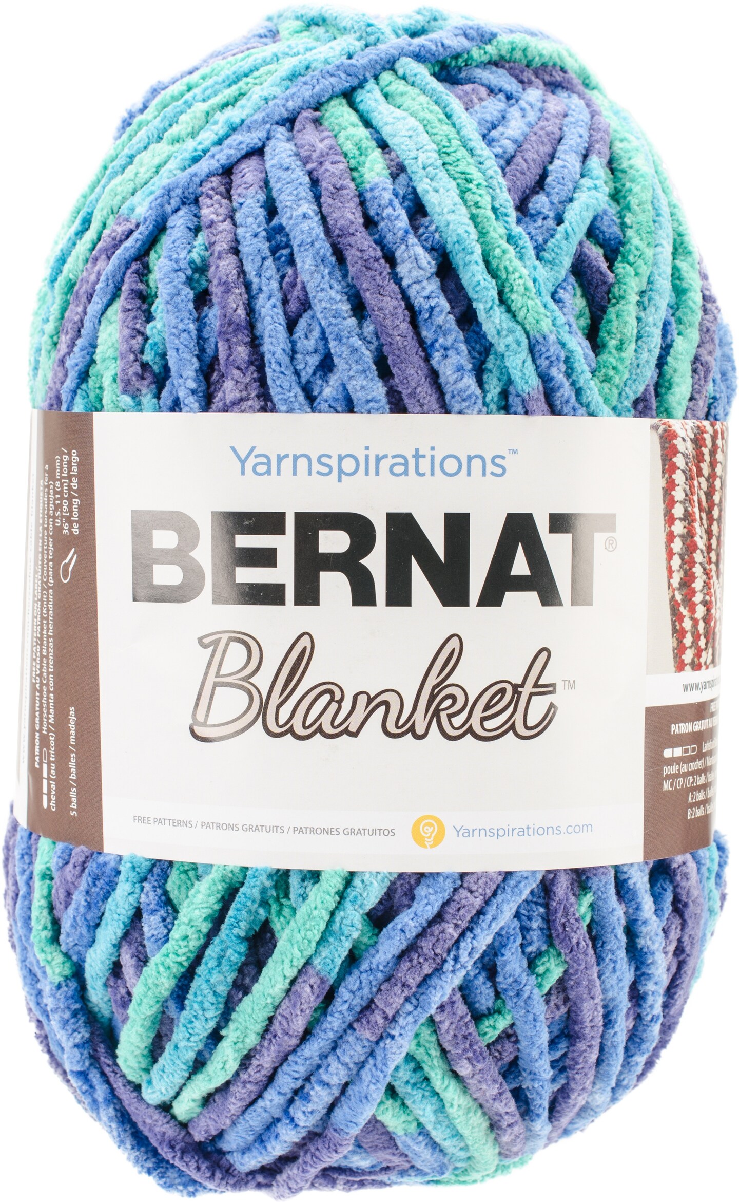 Bernat Blanket Ocean Shades Yarn 2 Pack of 300g/10.5oz Polyester 6 Super Bulky - 220 Yards Knitting/Crochet