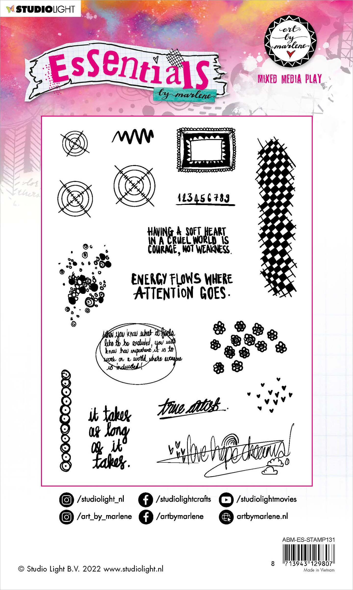 Art By Marlene Essentials Cling Stamp-Nr. 131, Mixed Media Play