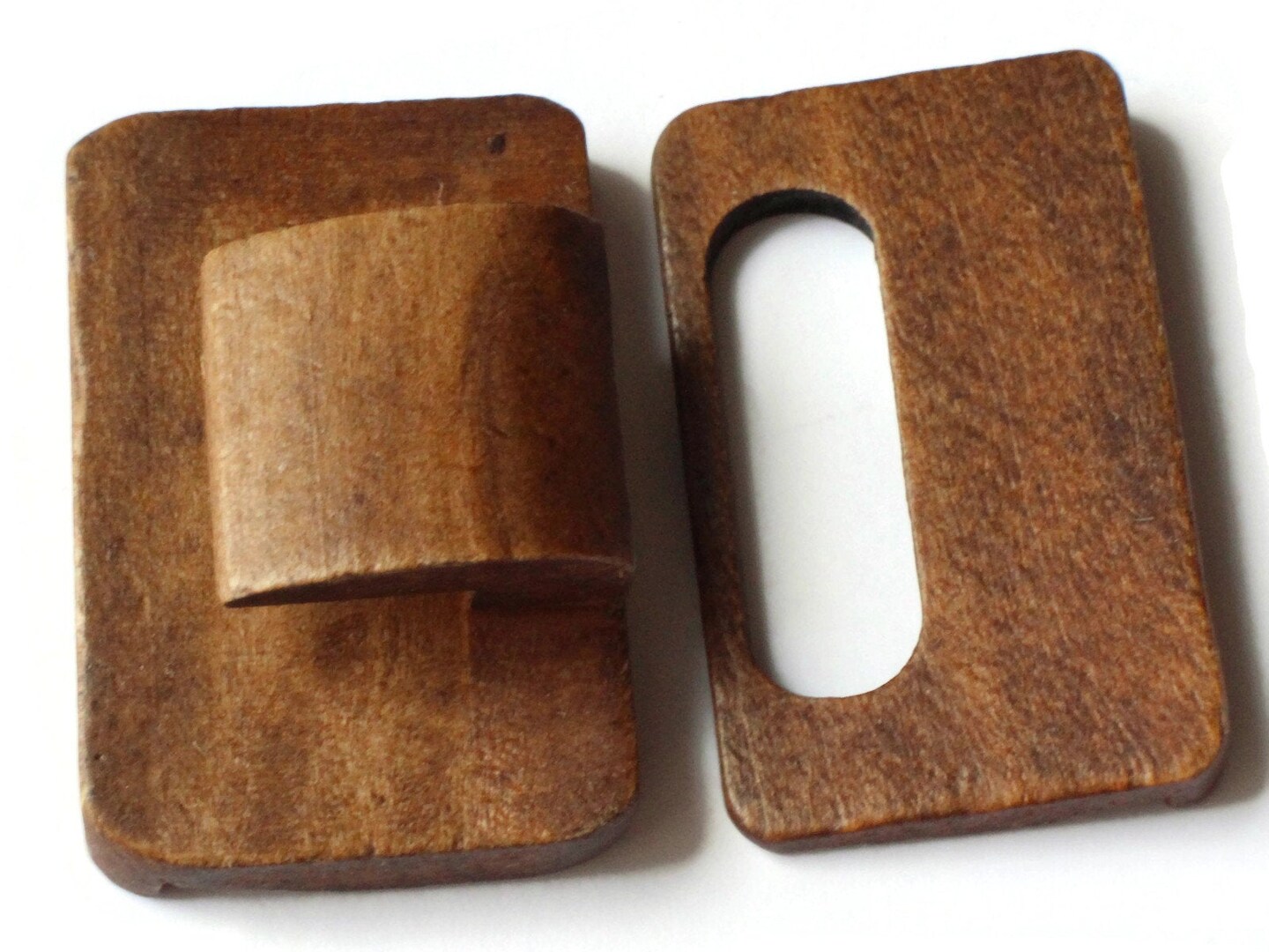 Brown Wood Buckle Clasp - Wooden Multi-strand Necklace Hook and Eye Clasp