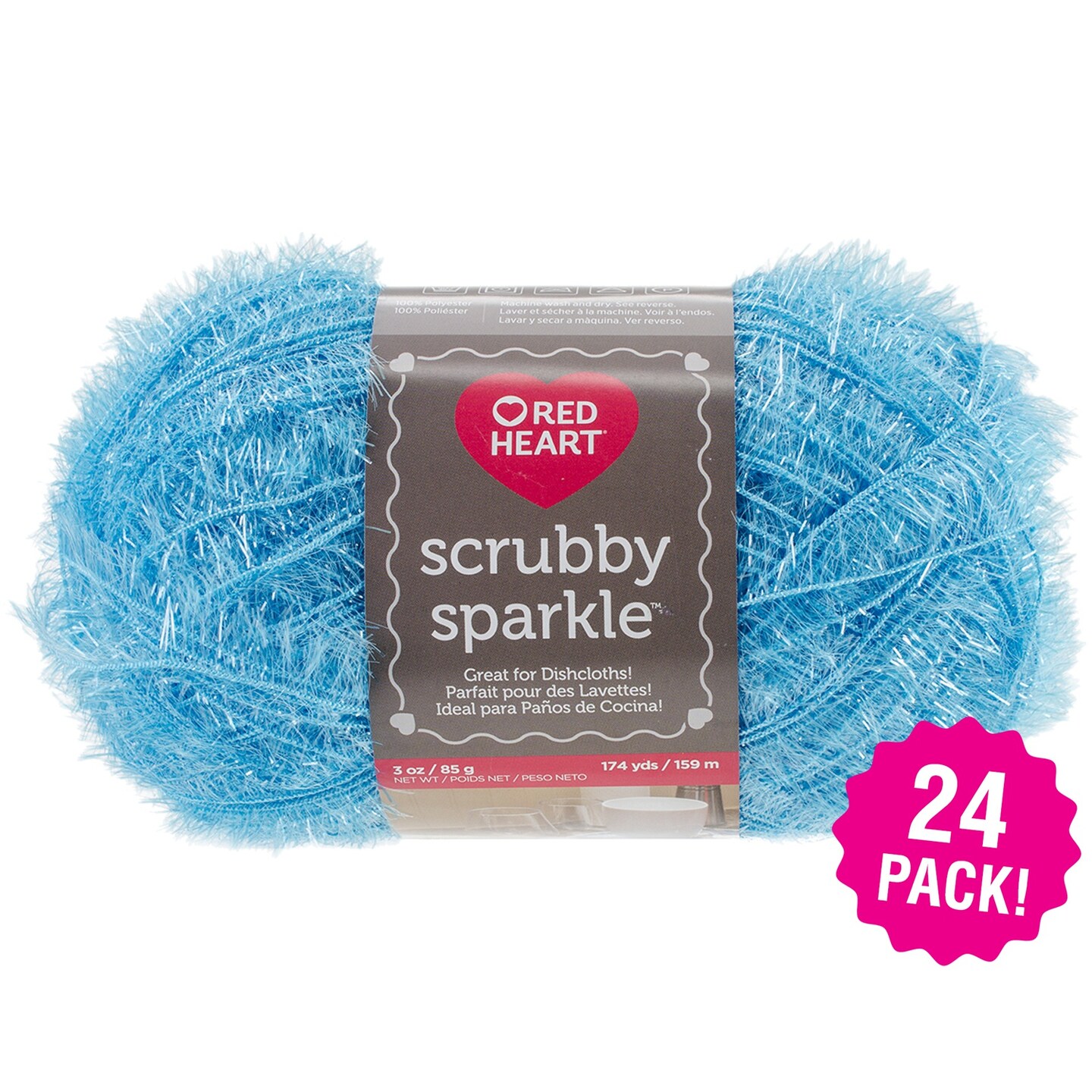 Multipack of 24 - Red Heart Scrubby Sparkle Yarn-Icepop