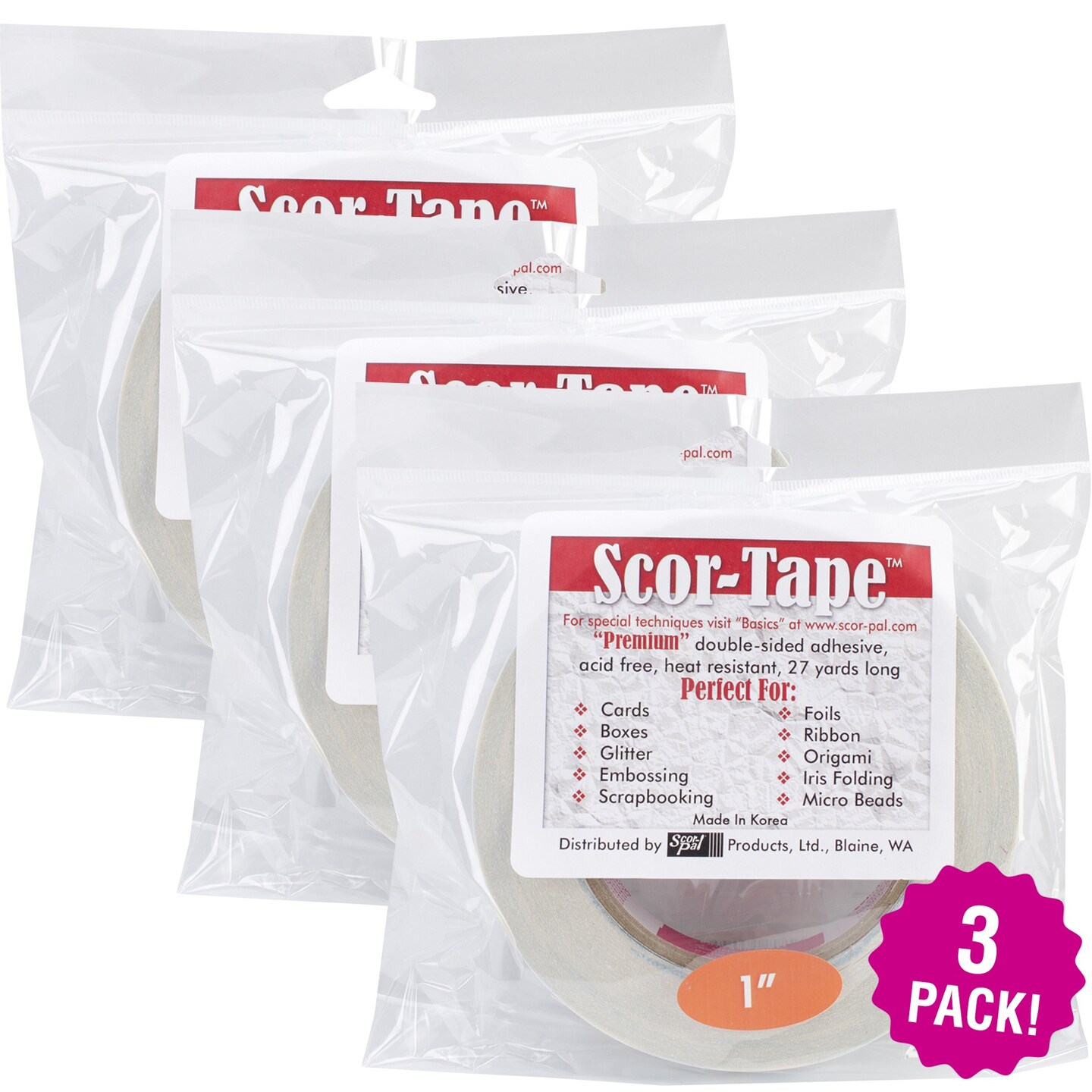Multipack of 3 - Scor-Tape-1&#x22;X27yd