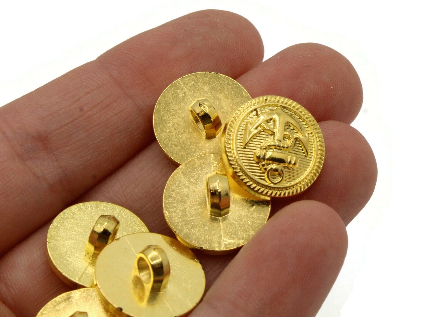 10 15mm Anchor Buttons - Plastic Gold Shank Buttons