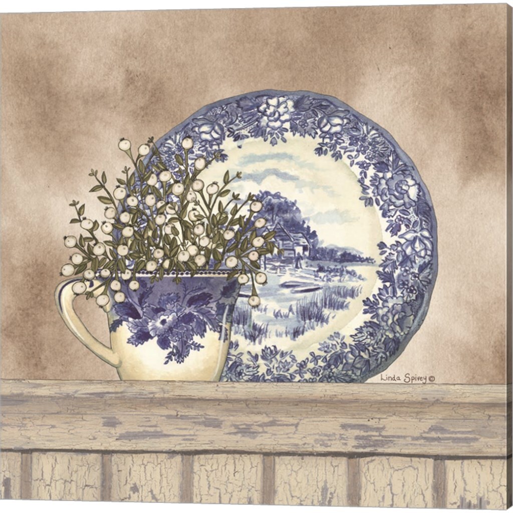 Farmhouse Blues by Linda Spivey 14&#x22; x 14&#x22; Canvas Wall Art (Set of 2)
