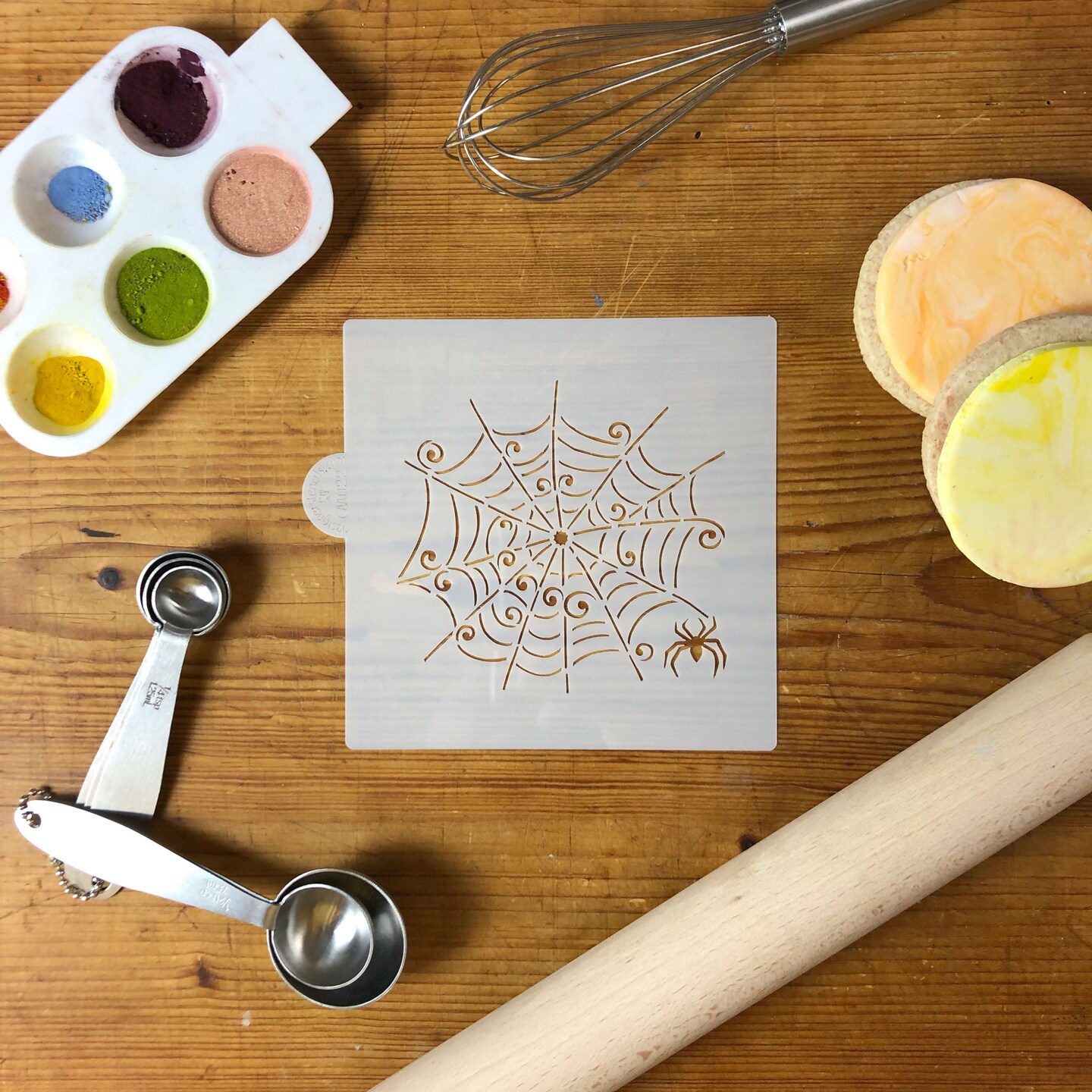 Whimsical Spiderweb Cookie & Craft Stencil | CM022 by Designer Stencils | Stencils for Royal Icing, Airbrush, Dusting Powder |