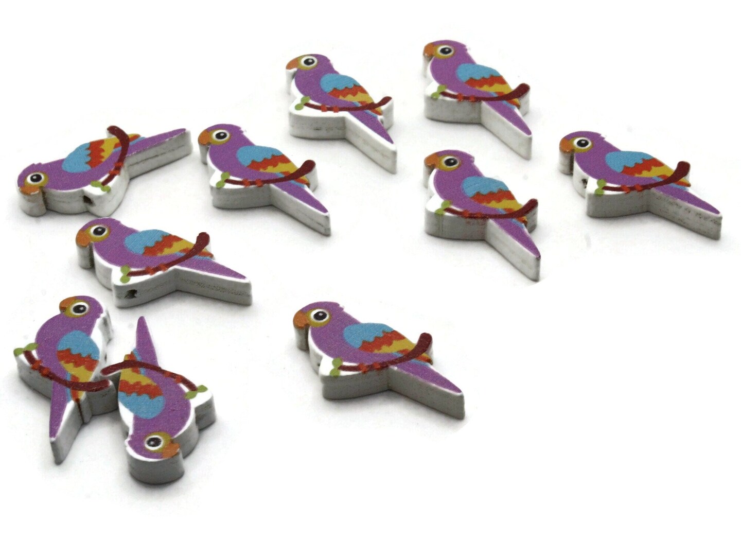 10 31mm Purple Wooden Parrot Beads