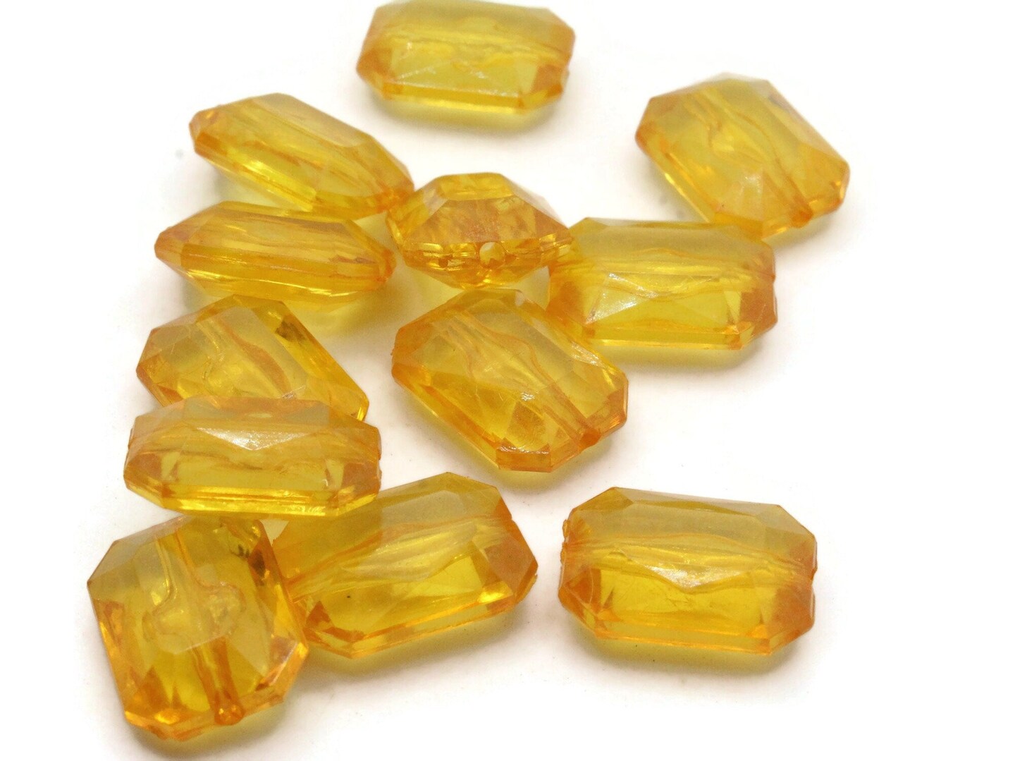 12 18mm Yellow Acrylic Gems - Rectangle Jewel Beads