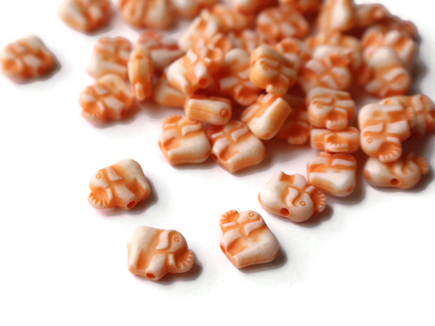 50 12mm Orange Elephants Tiny Plastic Miniature Animal Beads