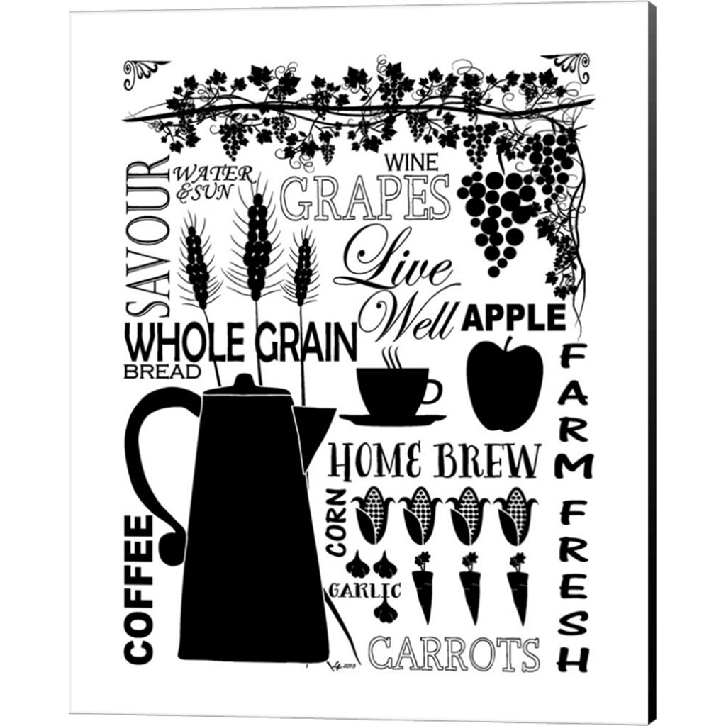 Culinary Love (black & white) by Leslie Fuqua 12" x 15" Canvas Wall Art (Set of 2)