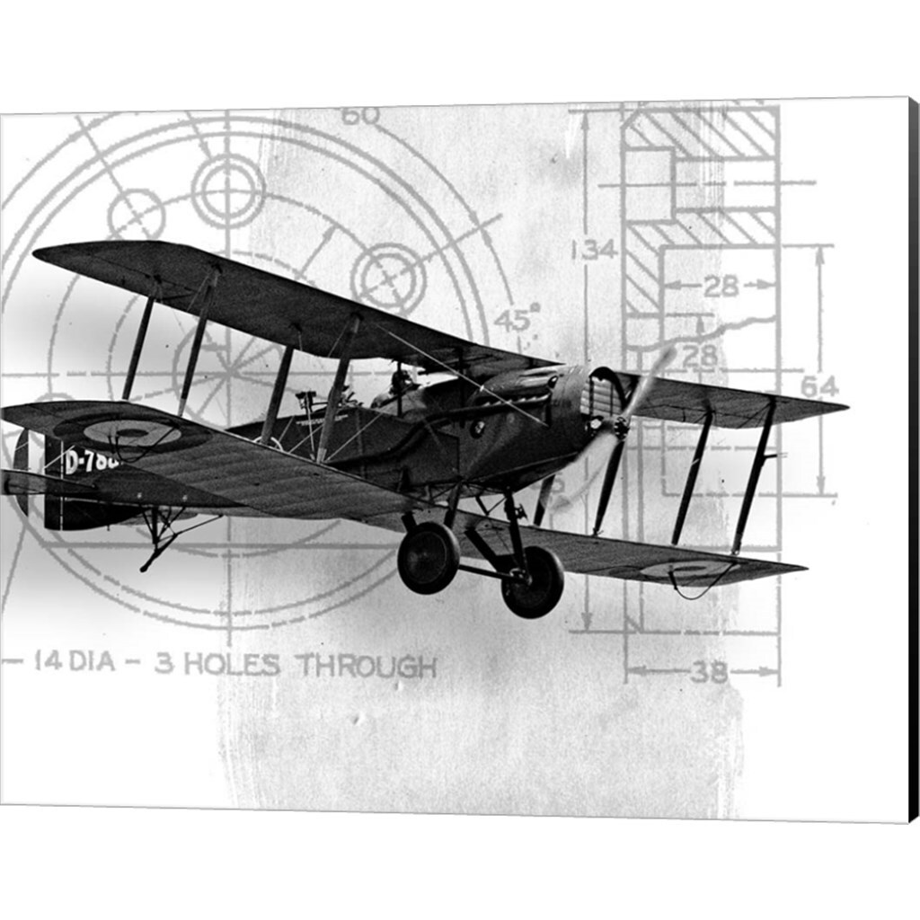 Flight Plans BW by Michael Marcon 15" x 12" Canvas Wall Art (Set of 2)