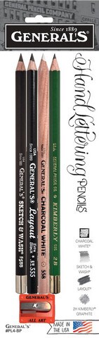 General's Hand Lettering Pencils + Sharpener Set