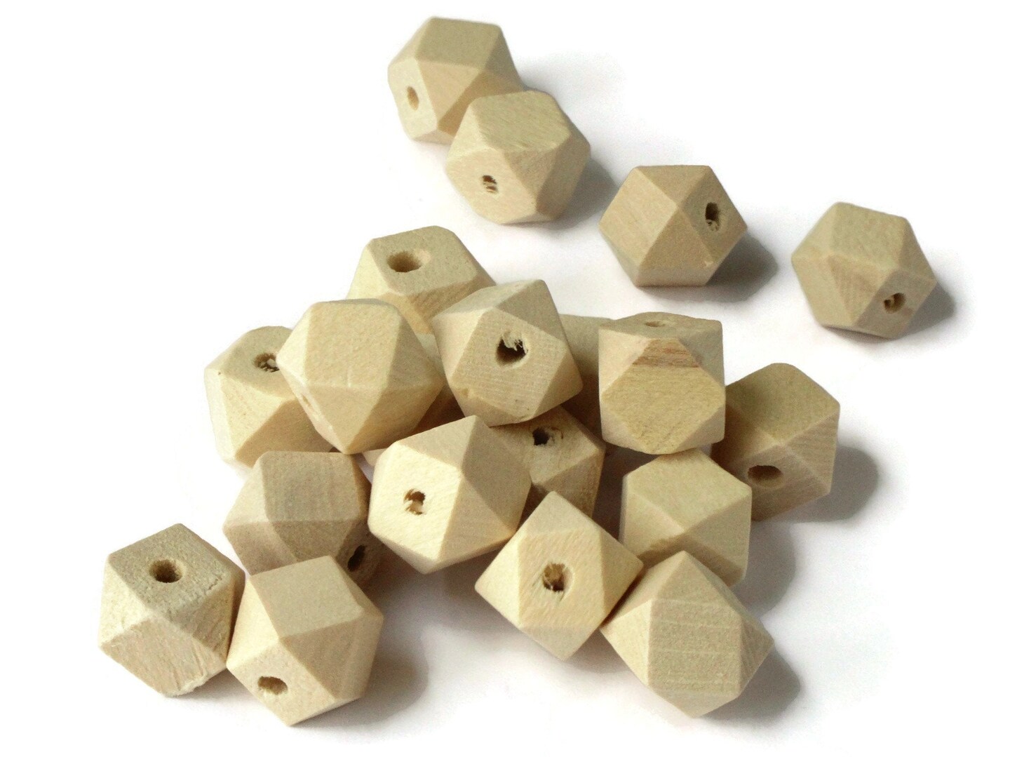 20 12mm Faceted Cube Raw Wood Beads Light Brown Wooden Beads