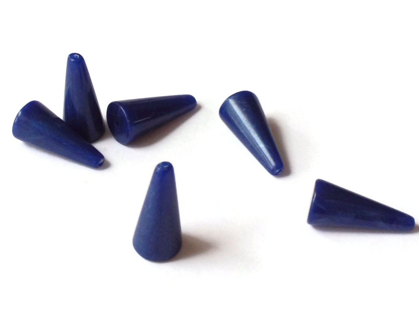 6 22mm Blue Cone Vintage Plastic Beads