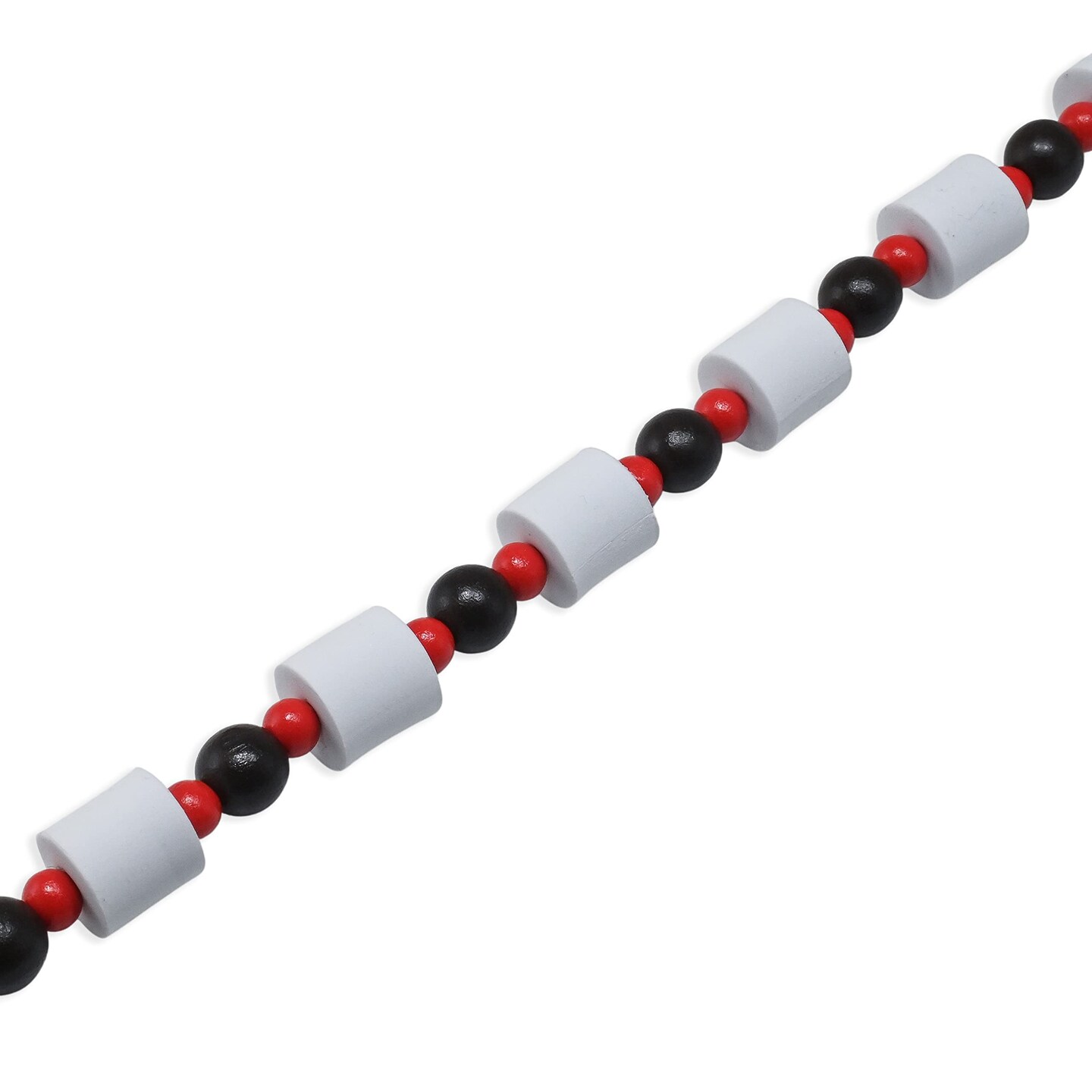 Ornativity Holiday Marshmallow Candy Garland - Rustic Christmas Wooden Farmhouse Country Wood Beaded Home and Holiday Garland Tree Decorations Boho Strand of Beads