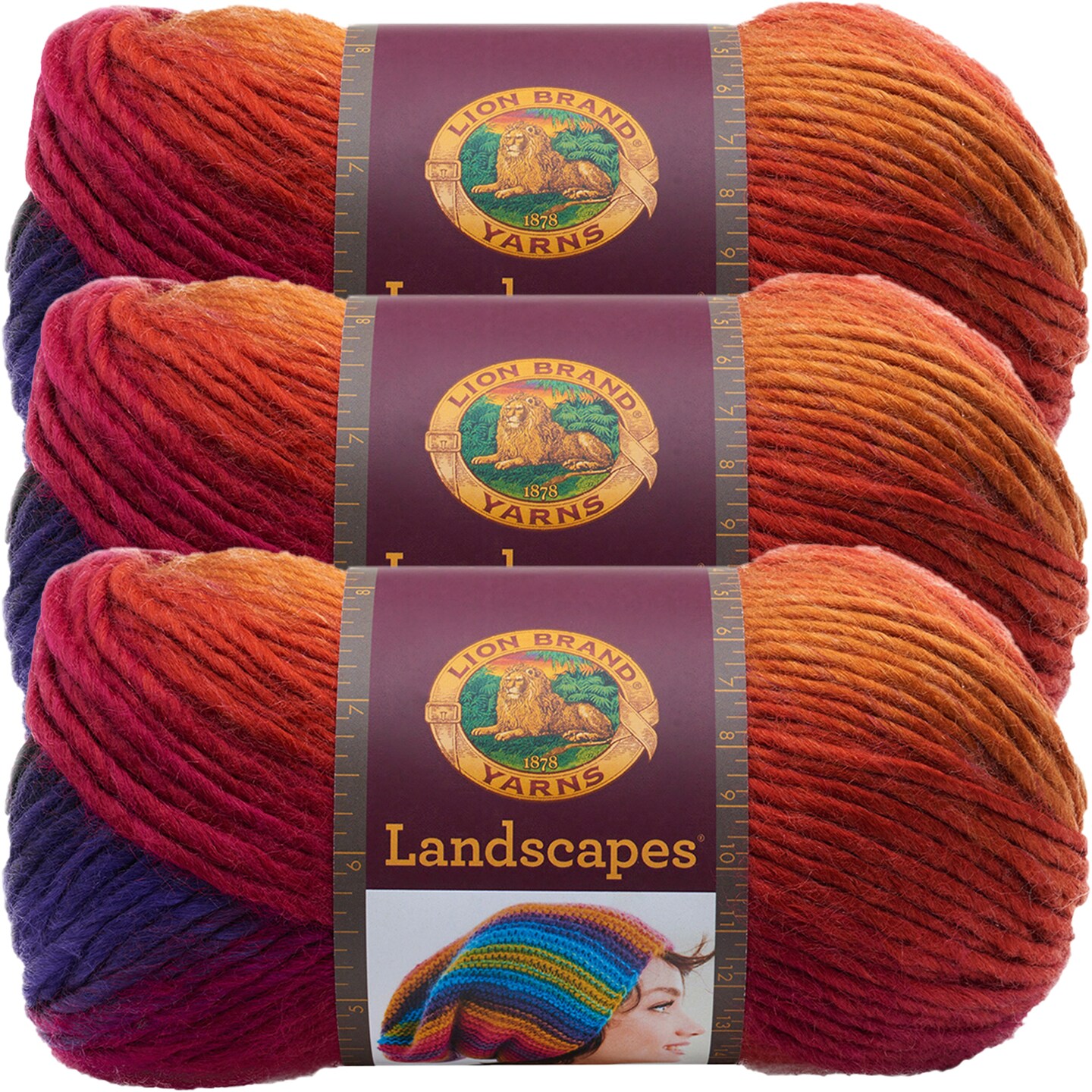 (3 Pack) Lion Brand Landscapes Yarn - Volcano