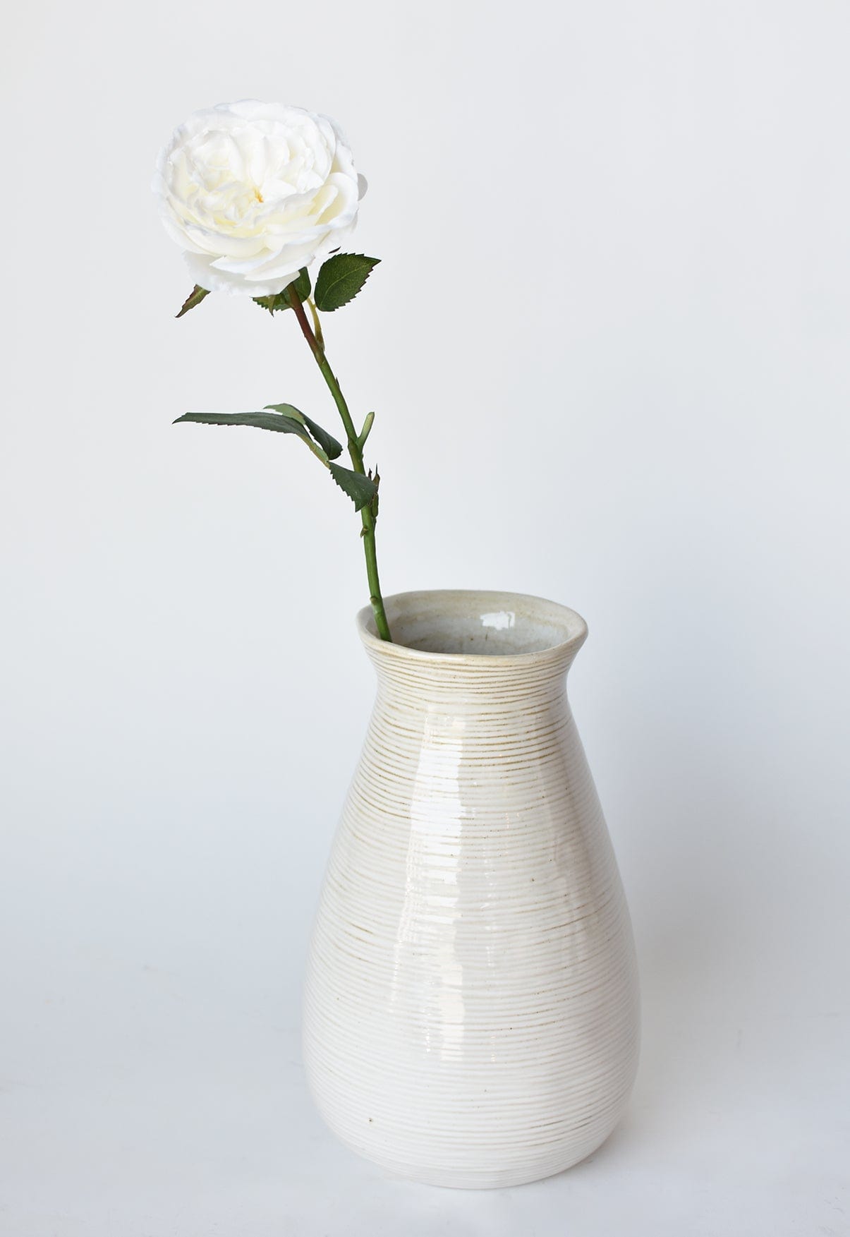 20.5&#x22; Faux Single Rose Stem White