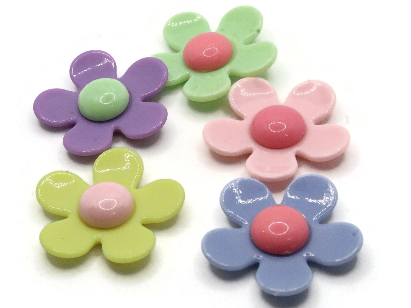 5 36mm Mixed Color Daisy Large Plastic Flower Beads