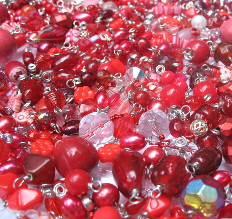 100 Bead Charms Grab Bag, Bulk Dangles in Pink, Red, Orange & Yellow, Adorabilities