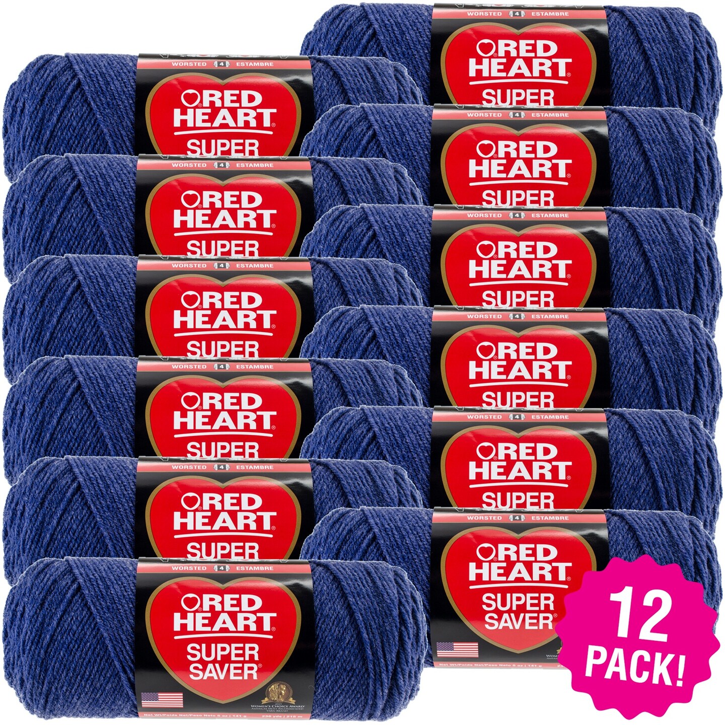 Multipack of 12 - Red Heart Super Saver Yarn-Denim