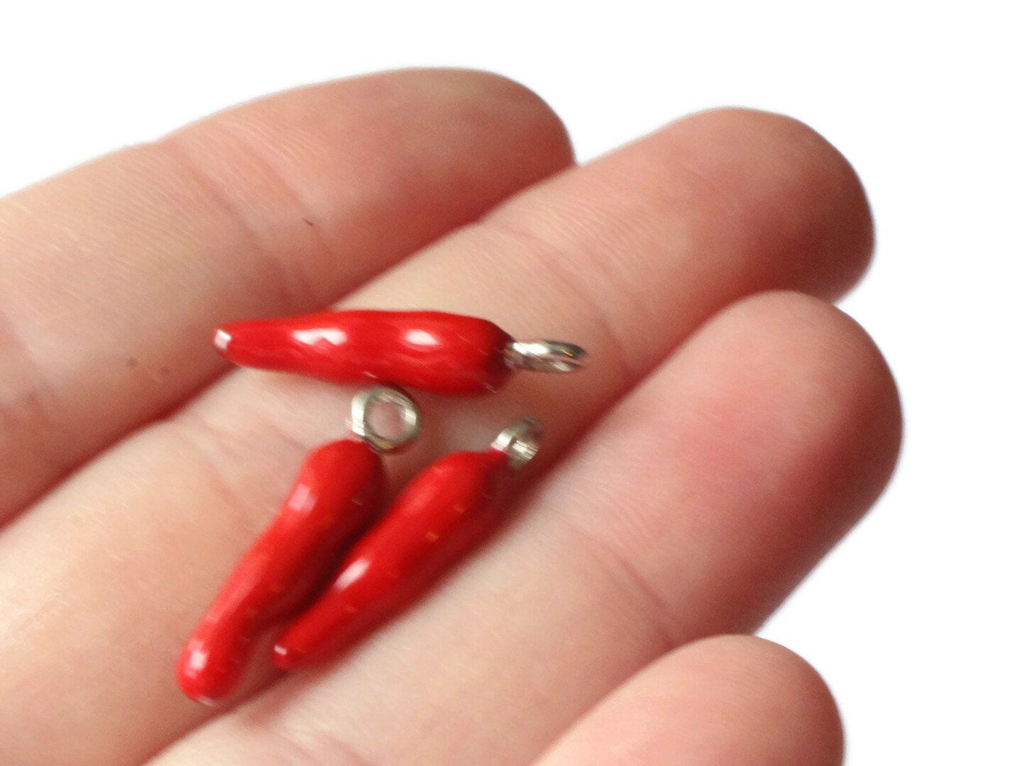 4 20mm Red Chili Pepper Small Enamel Charms