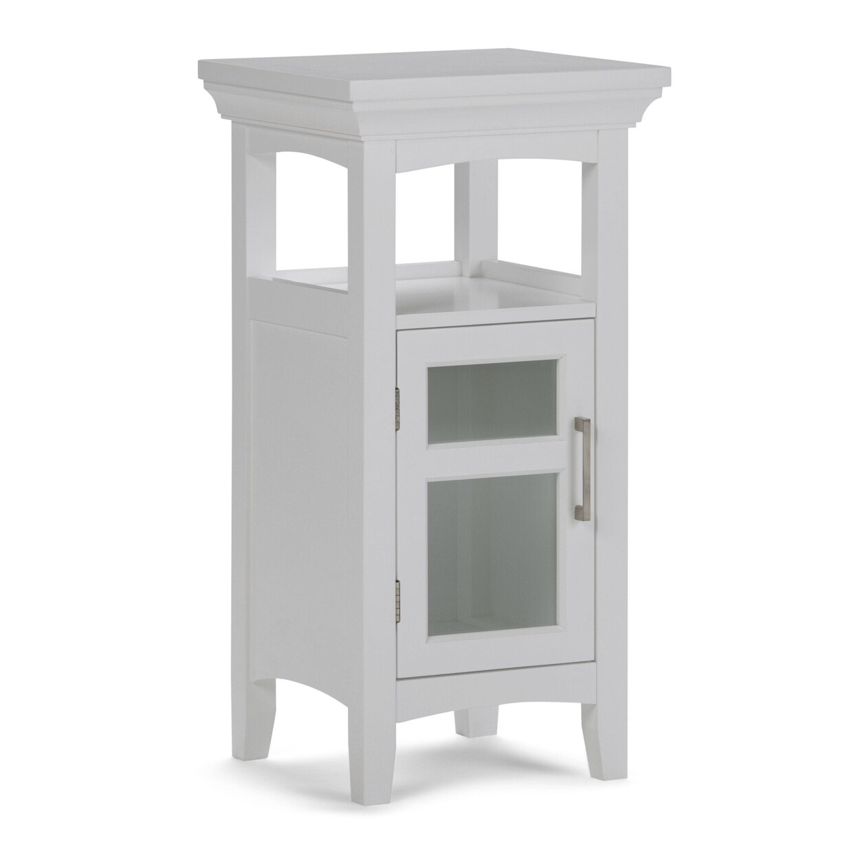 Avington Bath Cabinet Compact Floor Storage Rubberwood Tempered Glass 15X14x30