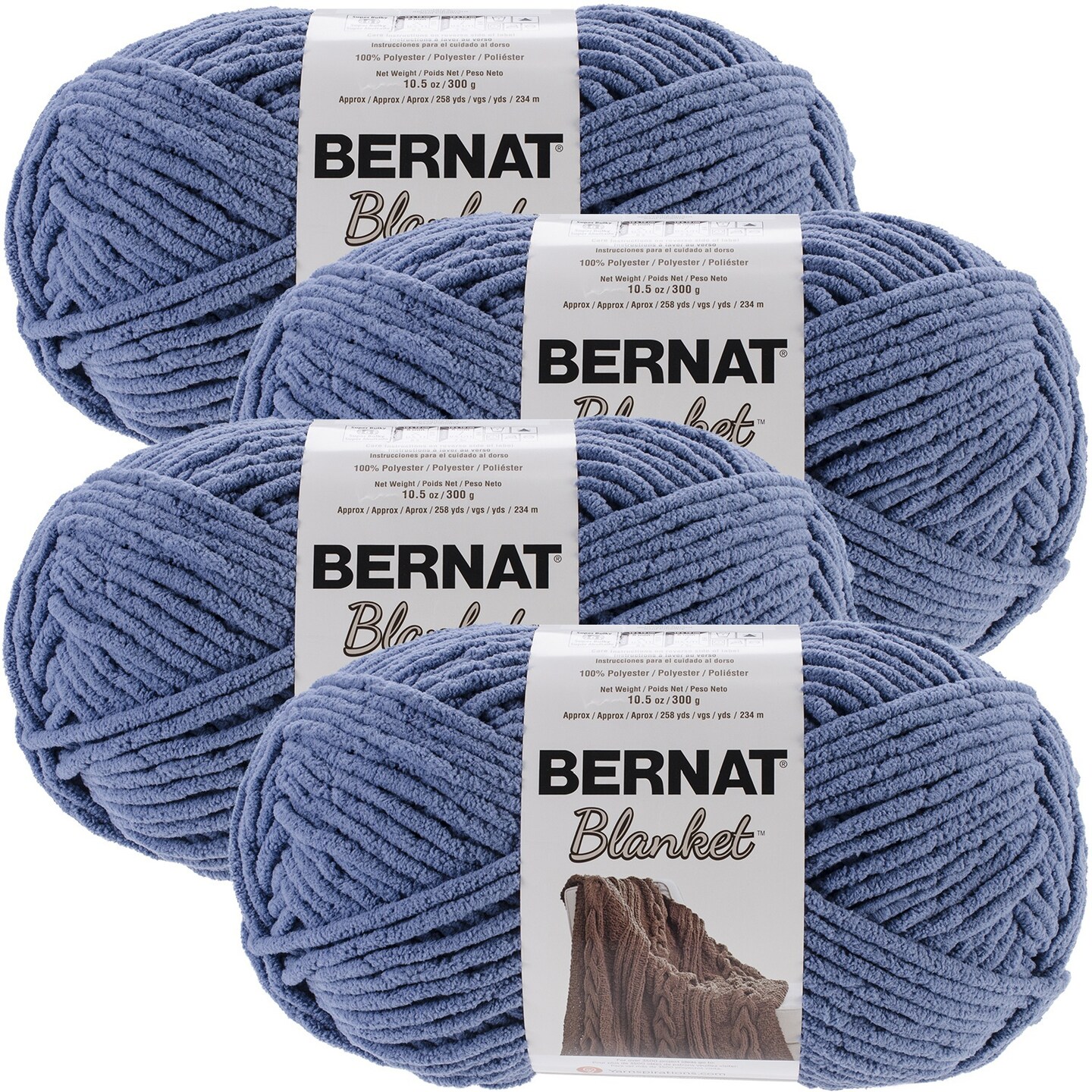 Multipack of 4 - Bernat Blanket Big Ball Yarn-Country Blue