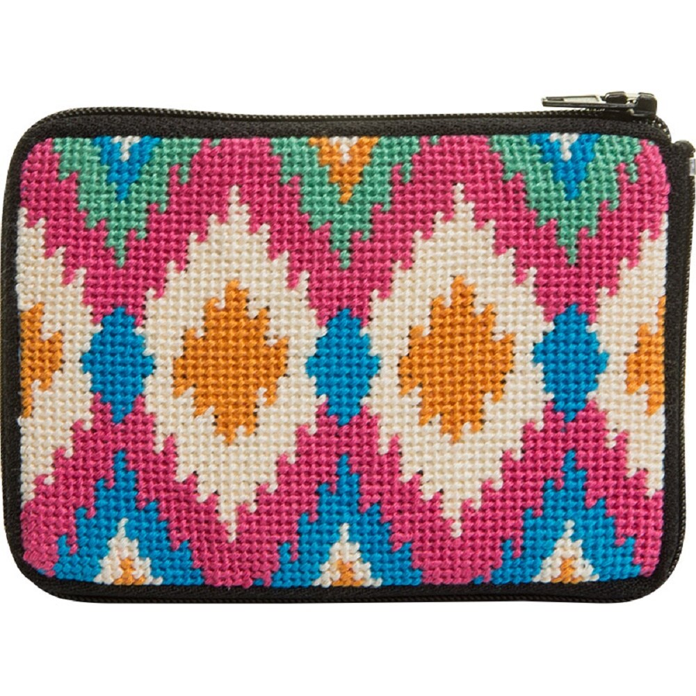Stitch and Zip Ikat Needlepoint Coin Purse Kit