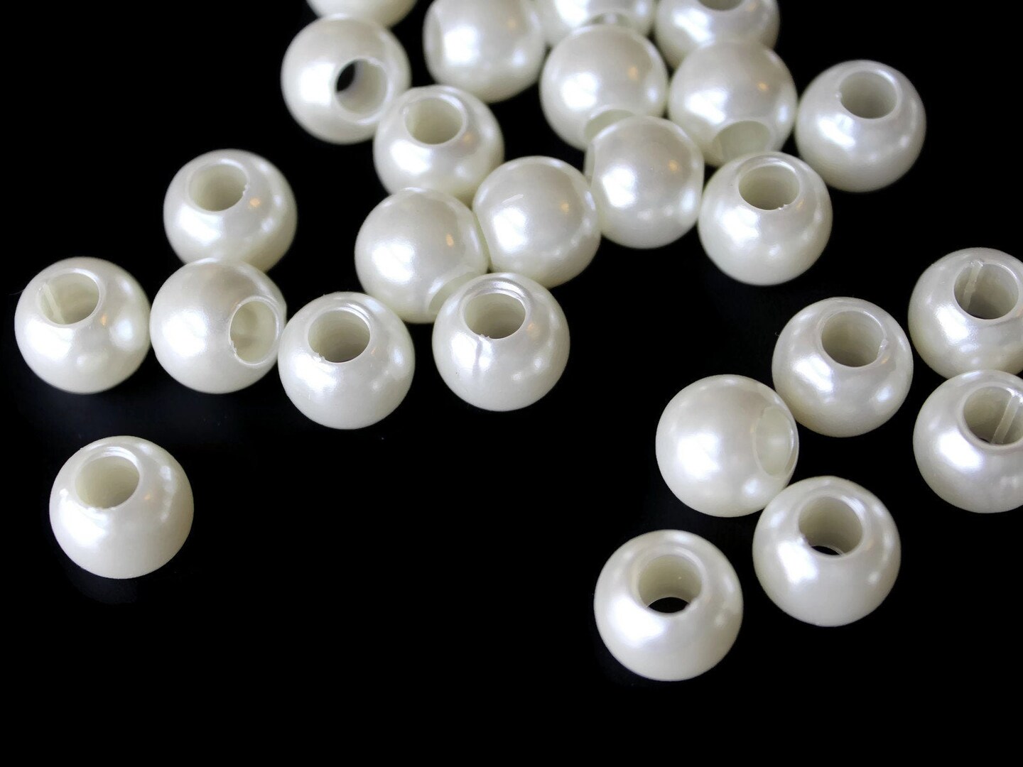 40 12mm Large Hole Pearls Round Ivory White Pearl Beads