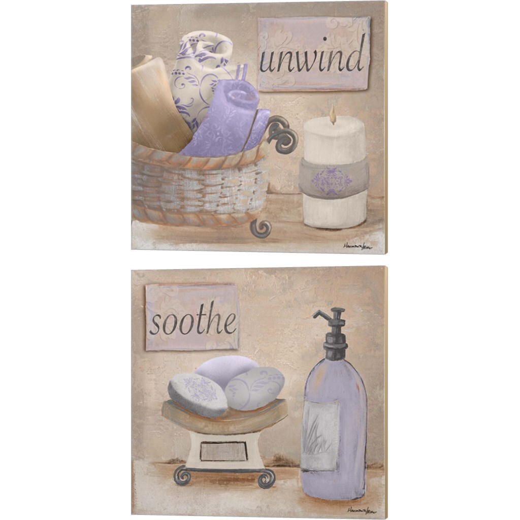 Lavender Bath by Hakimipour - Ritter 14" x 14" Canvas Wall Art (Set of 2)