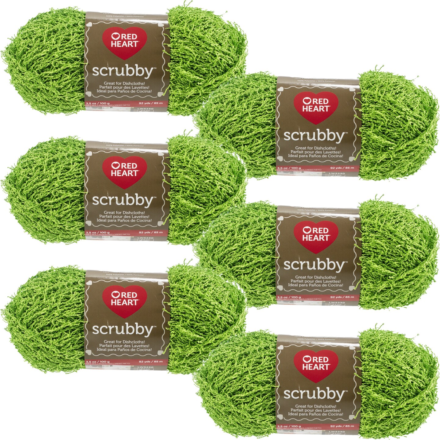Multipack of 06 - Red Heart Scrubby Yarn-Lime