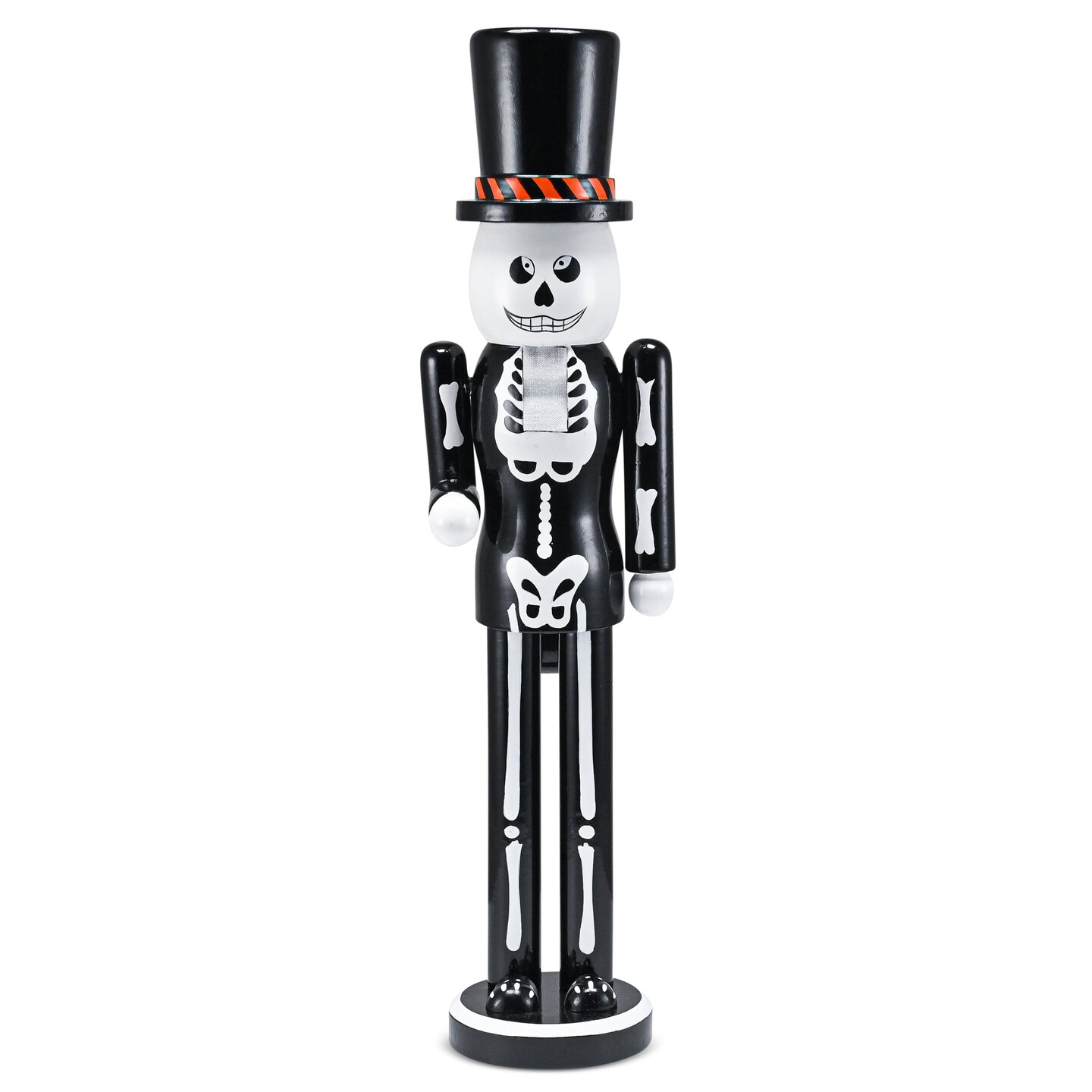 Ornativity Christmas Scary Skeleton Nutcracker &#x2013; Black and White Wooden Day of The Dead Skeletal Nutcracker Man with Top Hat Xmas and Halloween Themed Holiday Nut Cracker Doll Figure Decorations