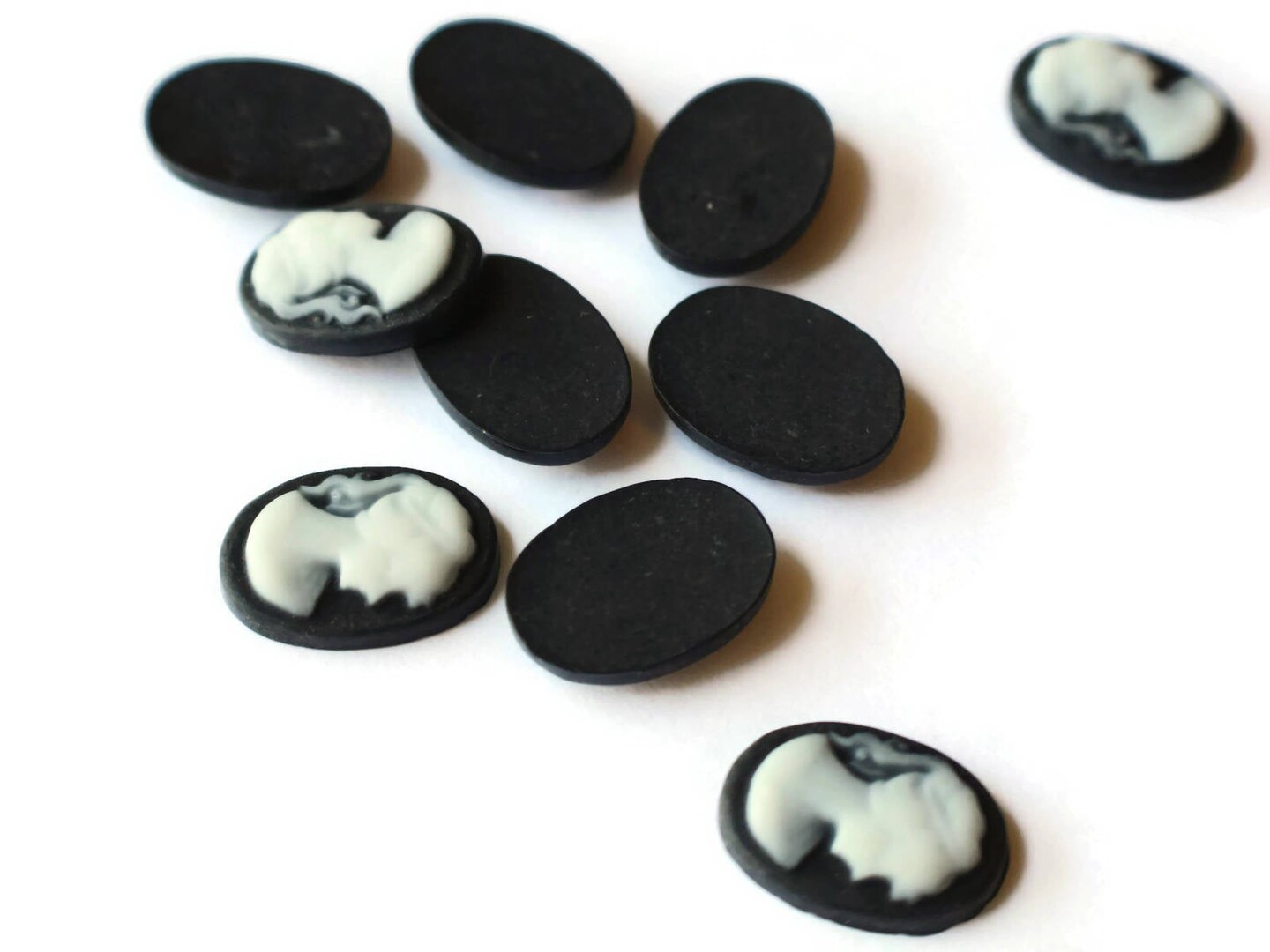 10 18x13mm Black Cameo Cabochons Resin Flat Back Greek Woman Cameo Cabochons