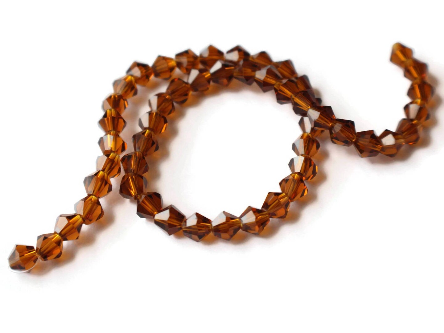 50 6mm Brown Crystal Faceted Bicone Beads