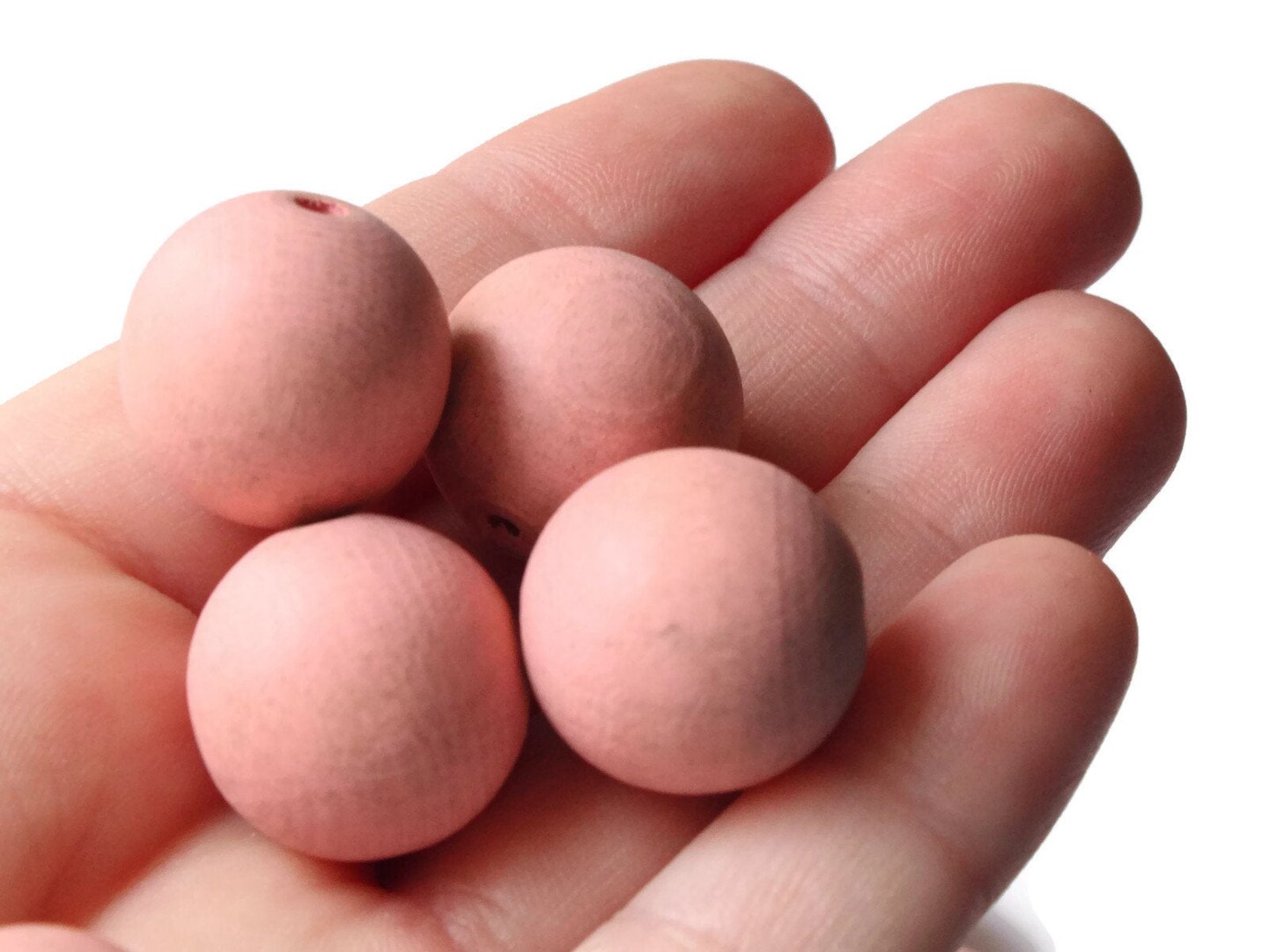 12 18mm Pink Round Wood Beads Loose Wooden Beads Vintage New Old Stock Beads