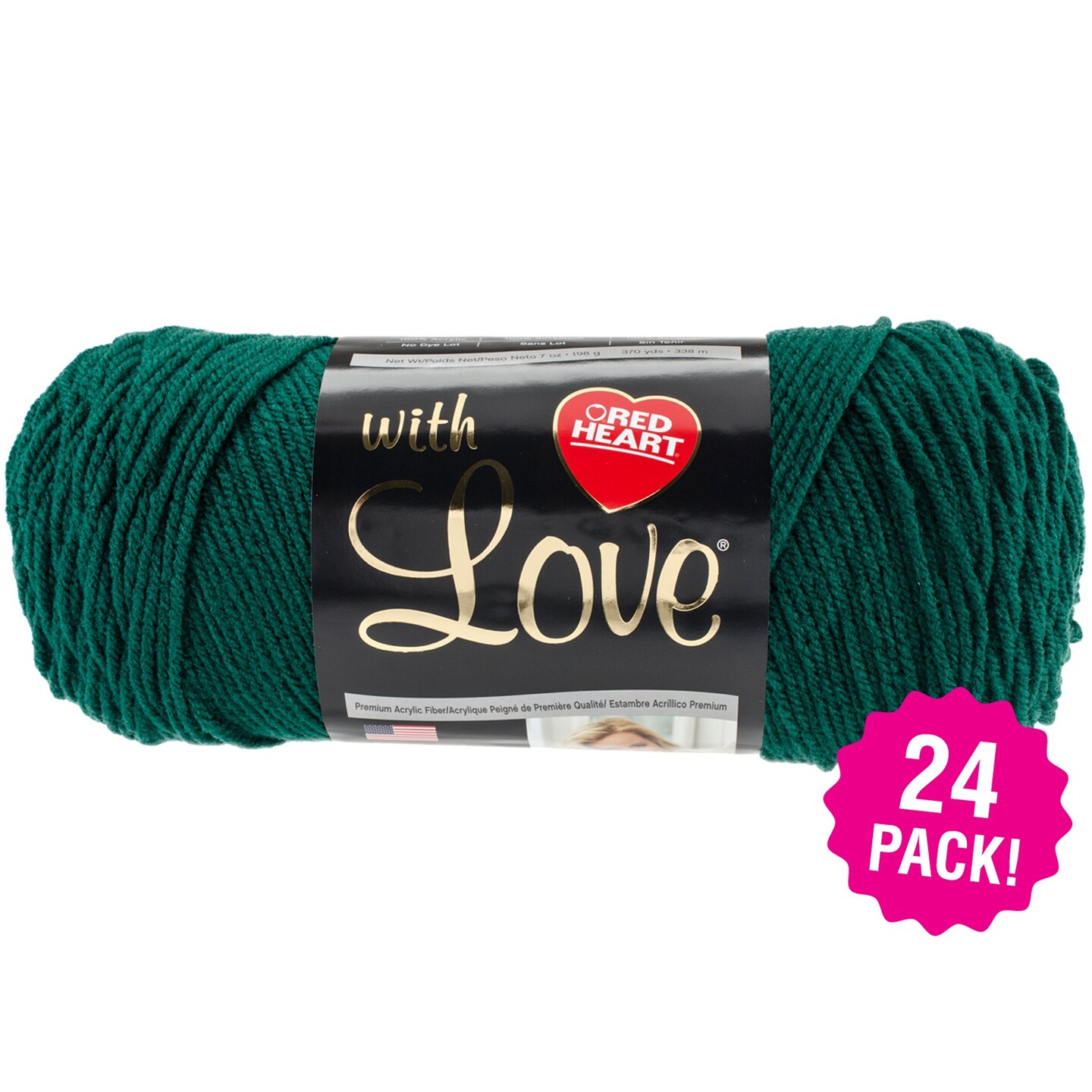 Multipack of 24 - Red Heart With Love Yarn-Evergreen