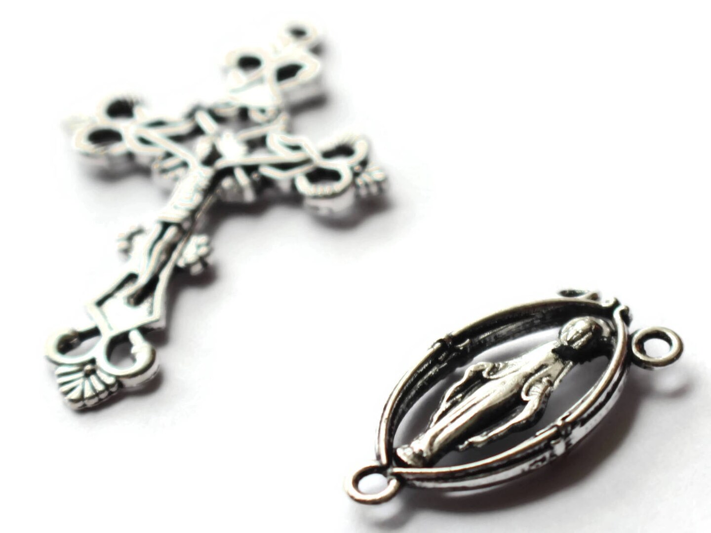 Rosary Crucifix and Centerpiece - Catholic Pendant and Link Set