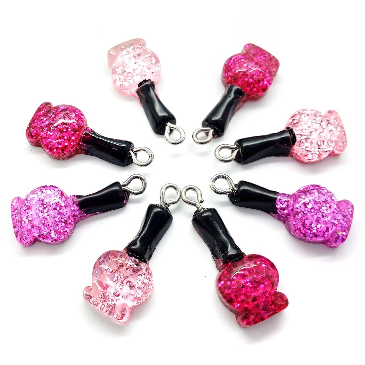 Nail Polish Charms, , 4 piece Resin Flatback Cabochon Pendants