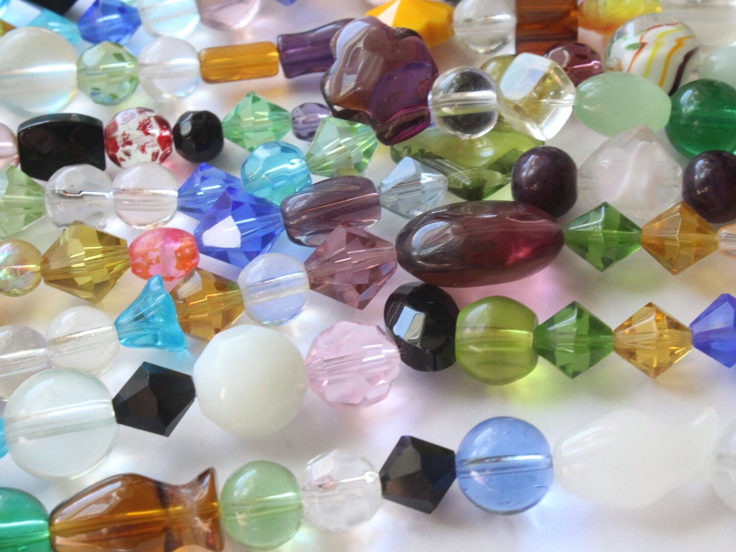 8 Inch Strand of Mixed Glass Beads to String