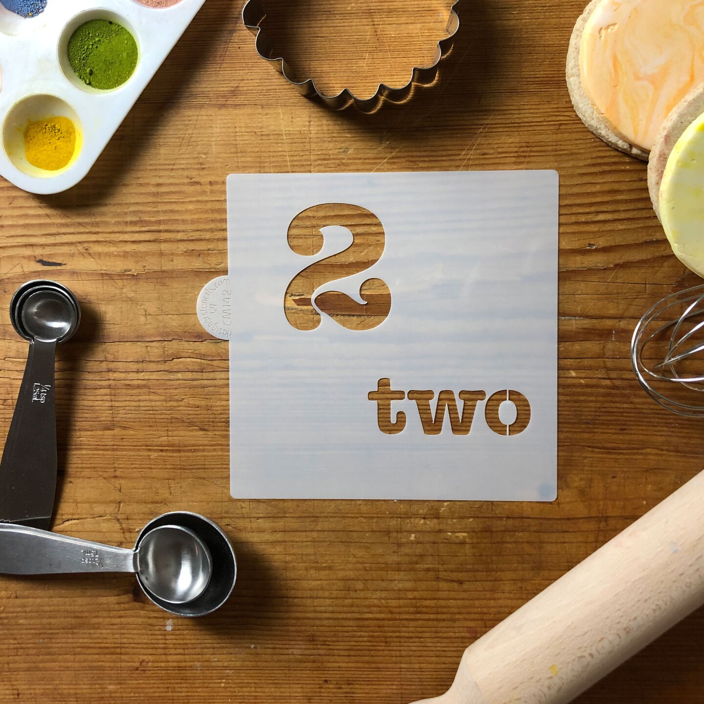 Number Two Cookie & Craft Stencil | CM142 by Designer Stencils | Cookie Decorating Tools | Baking Stencils for Royal Icing, Airbrush, Dusting Powder | Craft Stencils for Canvas, Paper, Wood | Reusable Food Grade Stencil