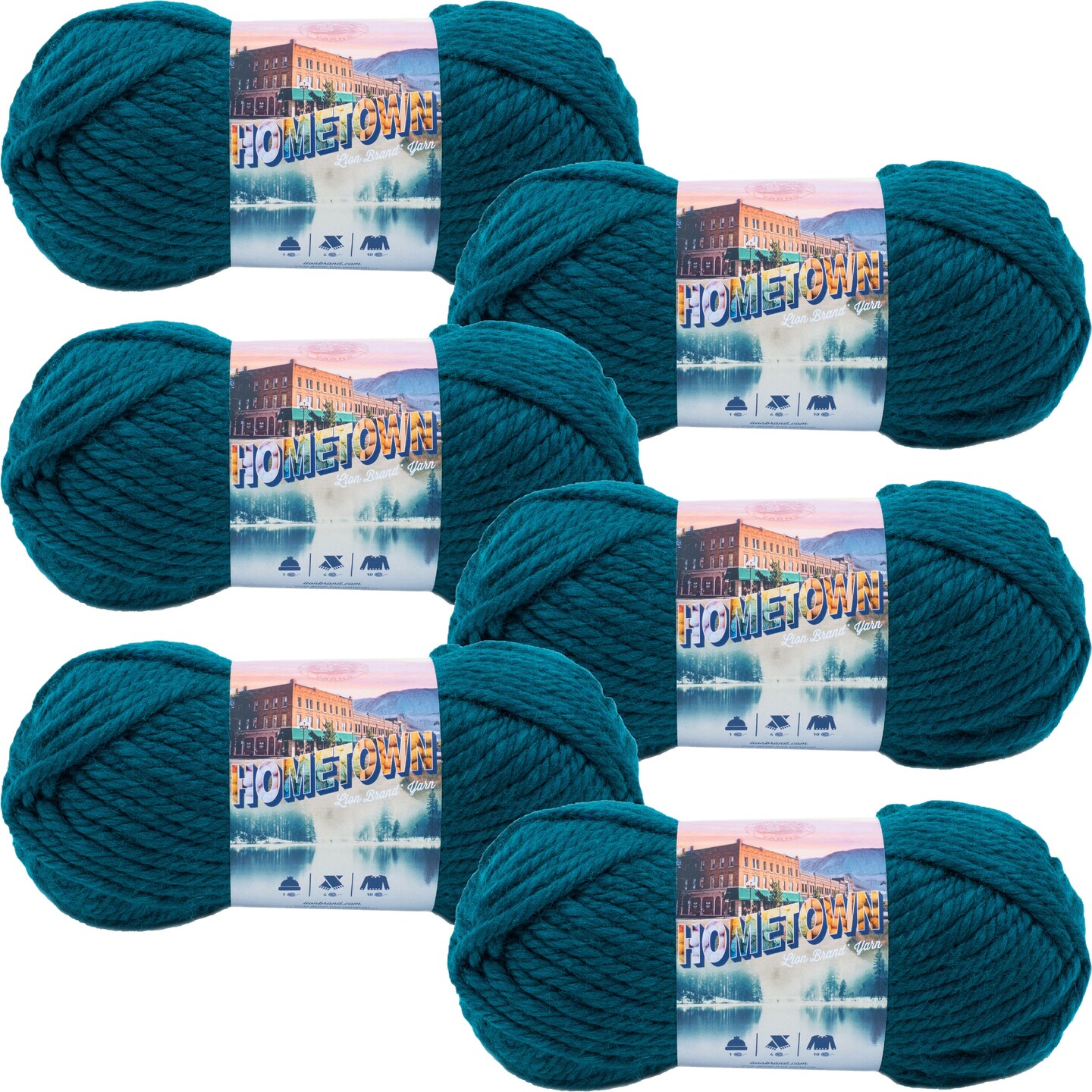 (6 Pack) Lion Brand Yarn Hometown Yarn, Montpelier Peacock