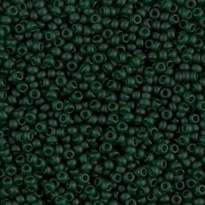 Miyuki 11 Round Seed Bead, 11-156F, Matte Transparent Dark Emerald, 13 grams