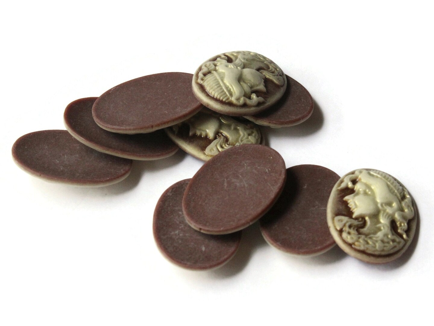 10 25mm x 18mm Brown Cameo Cabochons Resin Woman Face Cameo Cabochons