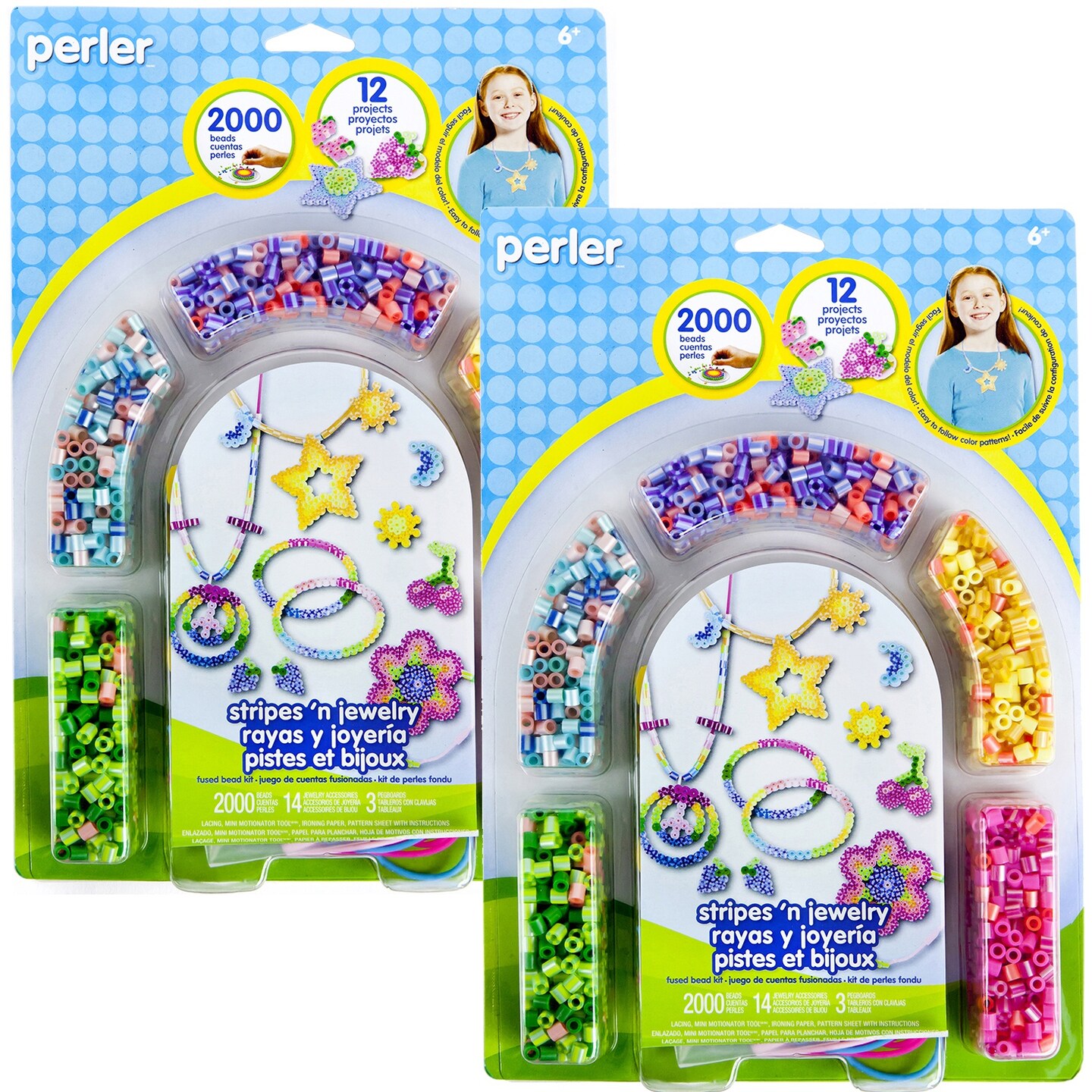 Multipack of 2 - Perler Fused Bead Kit-Stripes &#x27;n Jewelry
